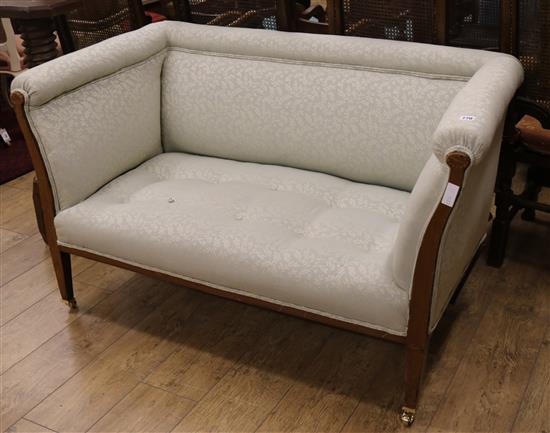 An Edwardian inlaid mahogany settee W.140cm